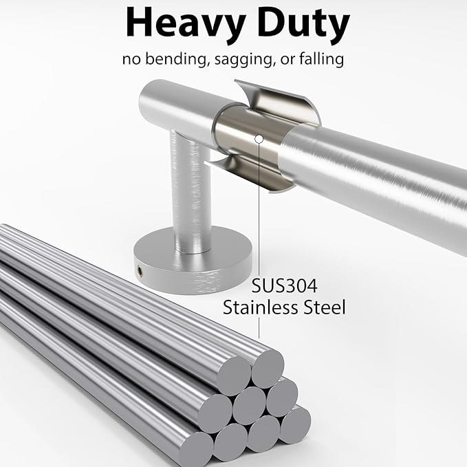 18 Inch Modern Towel Racks for Small Bathroom, Heavy Duty SUS304 Wall Mounted Towel Bar, Brushed Nickel