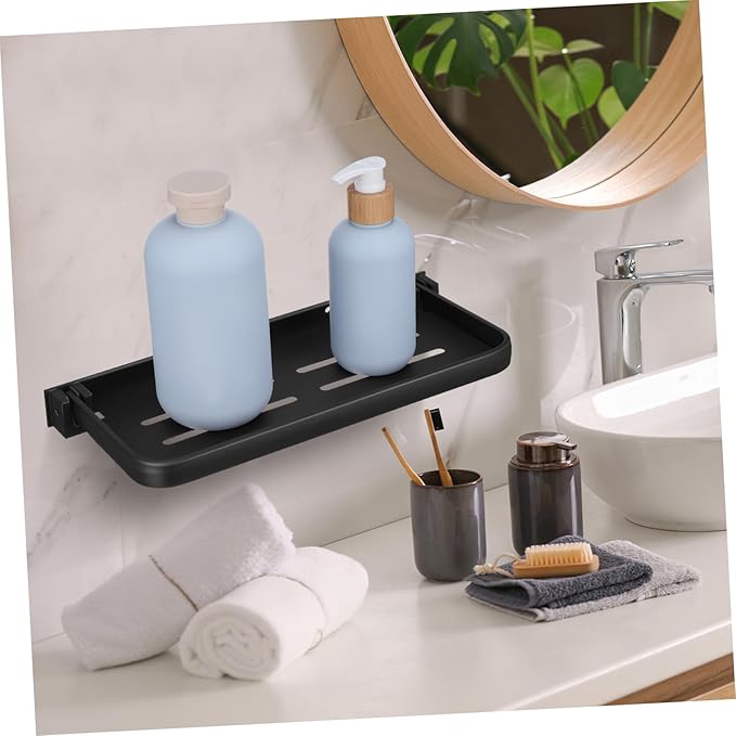 Foldable Wall Shelf Bathroom Storage Rack Easy Installation with Efficient Drainage Modern Design for Kitchen Laundry Room Organization