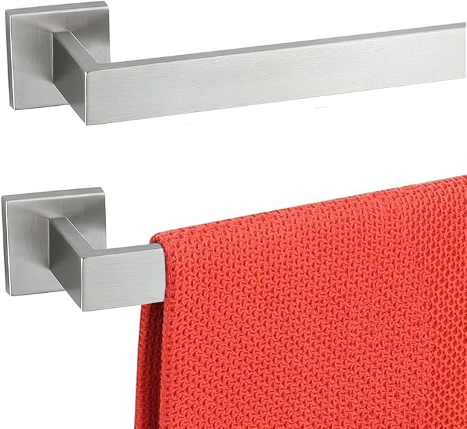 32 Inch Towel Bar 2 Pack for Bathrooms 12/16/20/24/28/32/36 Inch Stainless Steel 304 Brushed Nickel Towel Holder Modern Square Towel Rod Rustproof Wall Mount (2, Brushed Nickel, 32 Inch)