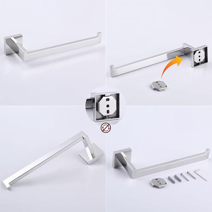 GERZWY Polished Stainless Steel Towel Ring Bathroom Hand Towel Holder for Bath Kitchen Garage Heavy Duty Wall Mounted FG1606-JG