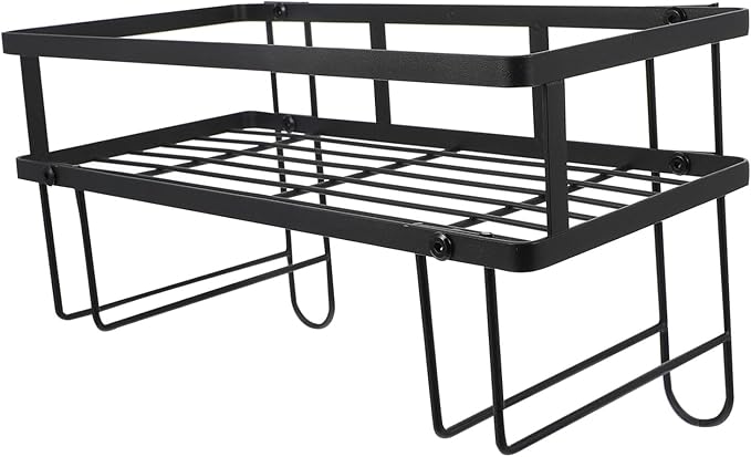 ULTECHNOVO Single-Layer Toilet Rack for Storage Over Shelf Bathroom Tiers Toilet Shelves Carbon Steel Black