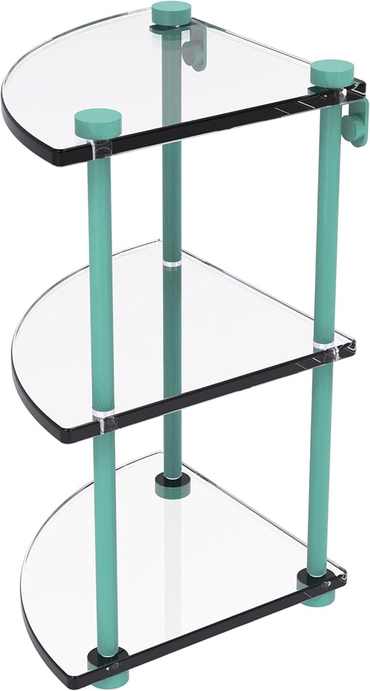 Allied Brass NS-6-SFG Three Tier Corner Glass Shelf, Sea Foam Green