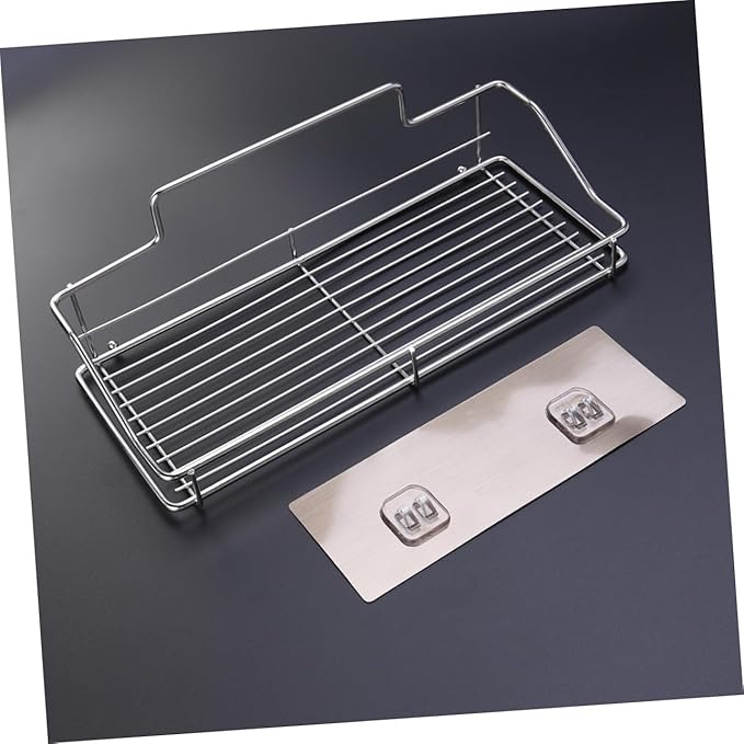 Cabilock Bathroom Shelf Organizer Medium No Drilling Traceless Wall-Mount Storage Rack Stainless Steel for Bathroom and Kitchen Use Strong Adhesive Easy Installation
