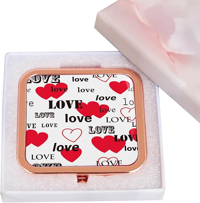 Magnifying Compact Mirror for Purses with 2X 1x Magnification, Folding Mini Pocket Double Sided Travel Makeup Mirror, Perfect for Purse, Pocket Mirror for Gift Rose Gold
