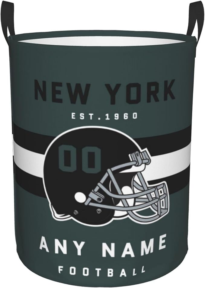 Custom New York Laundry Hamper - Personalized Football Style Laundry Basket - Customized Name And Number - Dirty Clothes Hamper Waterproof Large Capacity Hamper for Bedroom Bathroom Living Room
