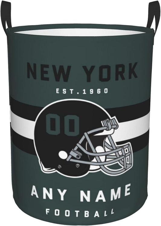 Custom New York Laundry Hamper - Personalized Football Style Laundry Basket - Customized Name And Number - Dirty Clothes Hamper Waterproof Large Capacity Hamper for Bedroom Bathroom Living Room
