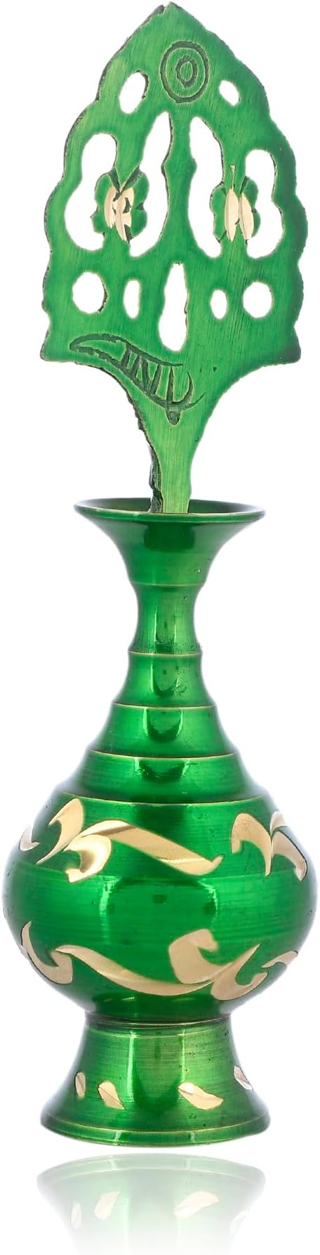 Brass Surmedani Surma Holder Kohl Kajal Applier without Surma (Green)