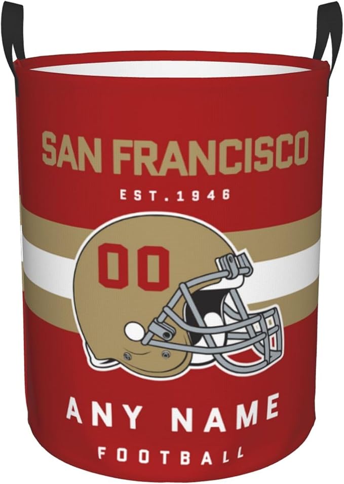 Custom San Francisco Laundry Hamper - Personalized Football Style Laundry Basket - Customized Name And Number - Dirty Clothes Hamper Waterproof Large Capacity Hamper for Bedroom Bathroom Living Room