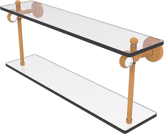 Allied Brass PG-2T-22-GLY Pacific Grove Collection 22 Inch Two Tiered Glass Shelf with Twisted Accents, Golden Yellow