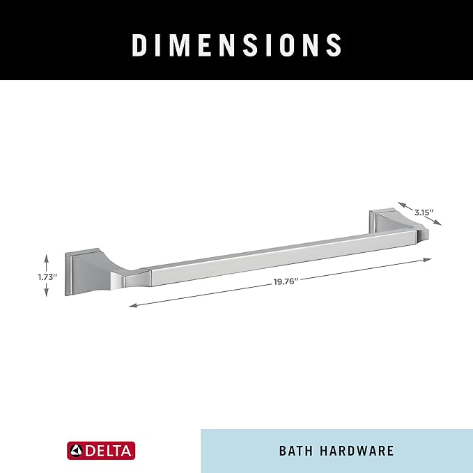 DELTA Dryden 18 inch Towel Bar, Chrome, Bathroom Accessories, 75118