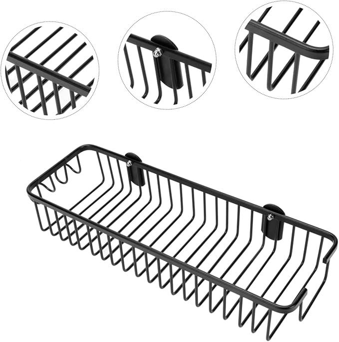 1Pc Wall Mounted Household Storage Rack Stylish Mesh Basket Design Easy to Install Non Punch Shelf for Bathroom Organization Without Wall Damage