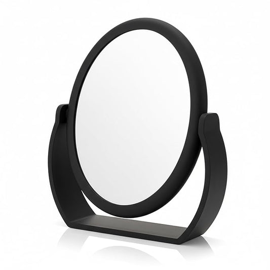 Danielle Creations Oval Soft Touch Vanity Mirror, Black, 1x/7x Magnification Makeup Mirror with Stand, Tabletop & Desk Mirror for Bathroom, Bedroom, Portable Beauty Use