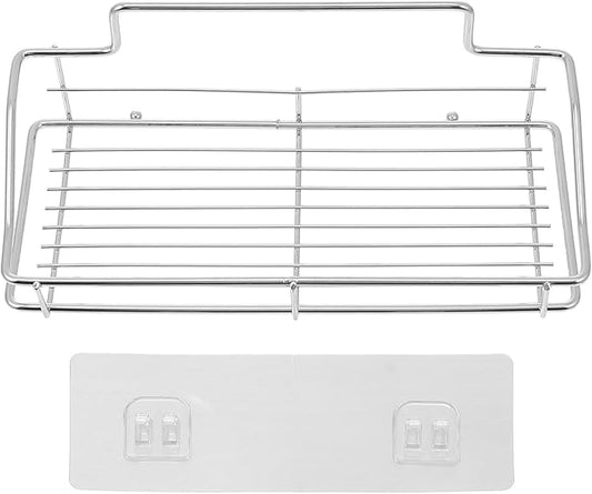 Stainless Steel Wall-Mounted Draining Storage Rack with Inner Box, Bathroom and Kitchen Toiletry Shelf, Nail-Free Floating Shelf for Organizing Supplies and Accessories