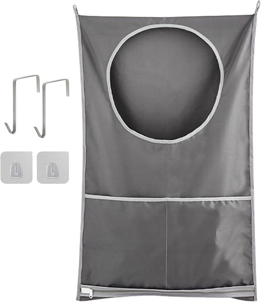 Hanging Laundry Hamper, Over The Door Laundry Hamper, Hanging Laundry Bag with Pockets Zipper Foldable Lightweight, for Rv Camper Apartment College Dorm Room Storage Small Space Organizer
