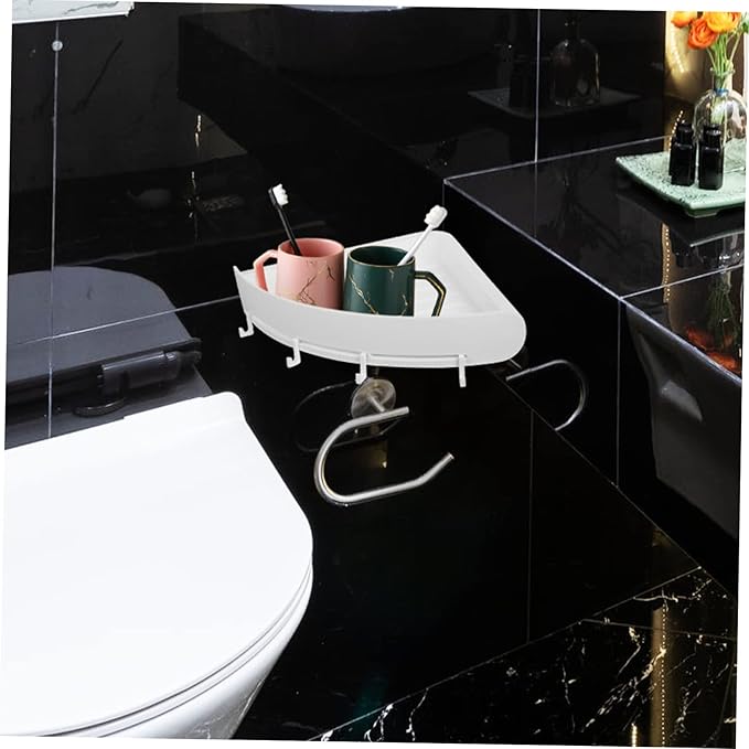 1Set Corner Storage Rack Punch Bathroom Organizer for Cosmetics Toiletries Material Versatile Wall Shelf for Bathroom Home Use
