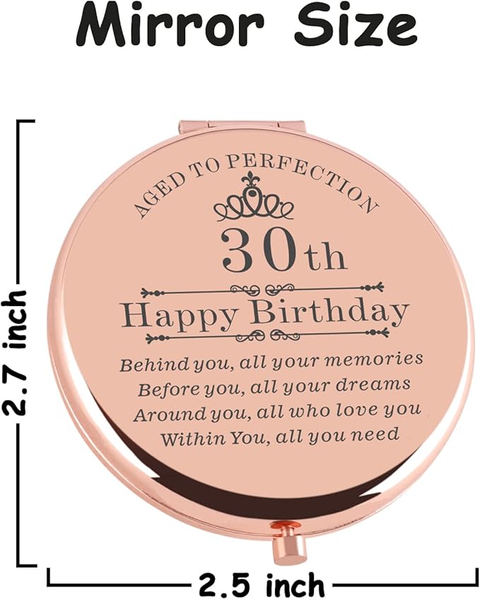30th Birthday Gifts for Women Rose Gold Compact Makeup Mirror Happy 30th Birthday Gift Ideas for Women 30th Birthday Present for Daughter Niece Sister Friends