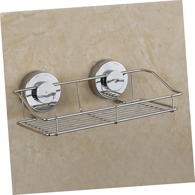 MAGICLULU Wall Mounted Bathroom Shelf Resistant Storage Rack with Suction Cup Organizer for Bathroom Toilet Kitchen Silver Finish