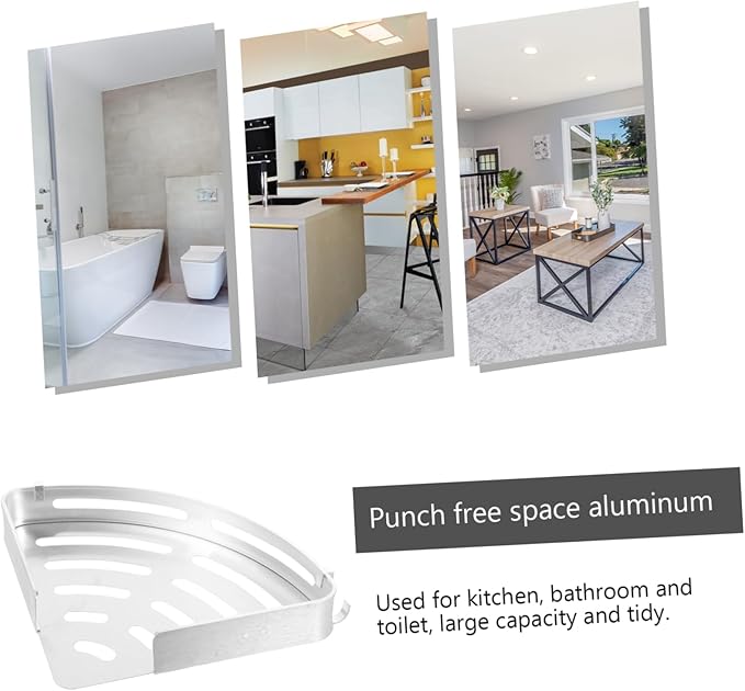 Wall-Mounted Storage Rack Aluminum Shelf for Bathroom Kitchen Toilet Silver Design for Efficient Space Organization