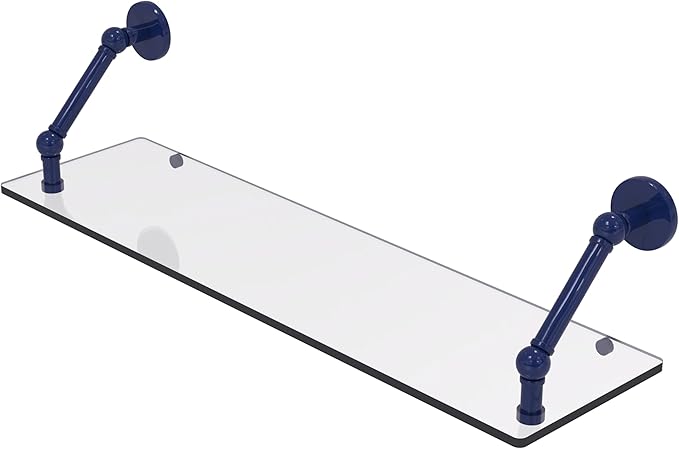 Allied Brass P1000-1-30-MBL Prestige Skyline Collection 30 Inch Floating Glass Shelf, Mediterranean Blue