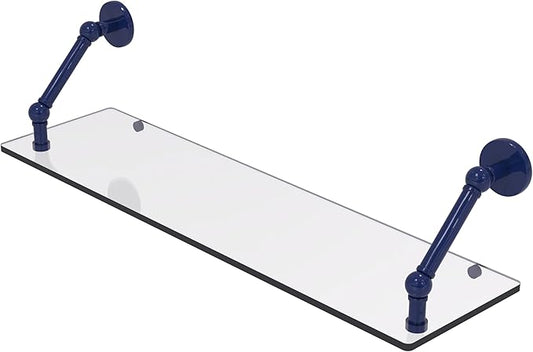 Allied Brass P1000-1-30-MBL Prestige Skyline Collection 30 Inch Floating Glass Shelf, Mediterranean Blue