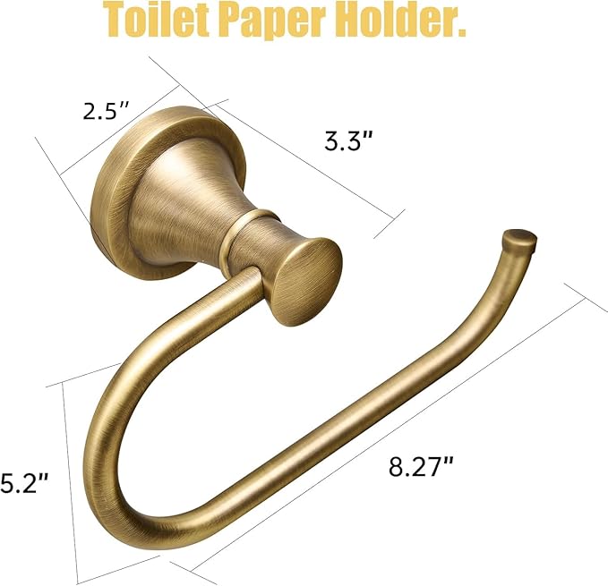 BESy Antique Brass Toilet Tissue Paper Holder Bathroom Accessories Toilet roll Paper Hanger, SUS304 Stainless Steel,Wall Mounted, Rustproof