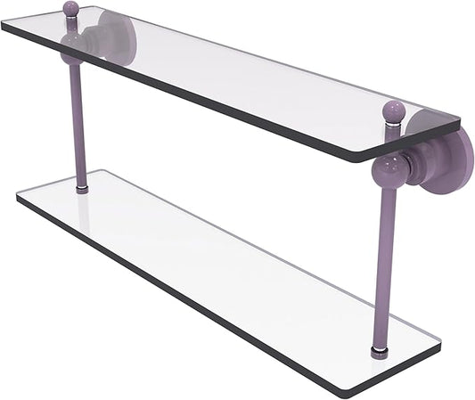 Allied Brass AP-2/22-LVN Astor Place Collection 22 Inch Two Tiered Glass Shelf, Lavender