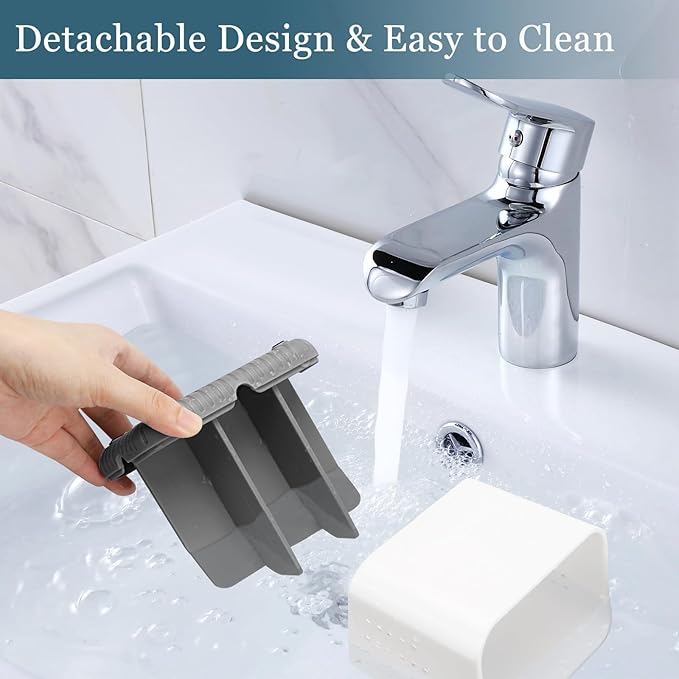 PARKMANI Toothbrush Holders for Bathrooms, Kids Electric Toothbrush and Toothpaste Holder, 4 Slots Tooth Brushing Holder for Bathroom Countertop Organizer and Storage, Bathroom Accessories (Grey)