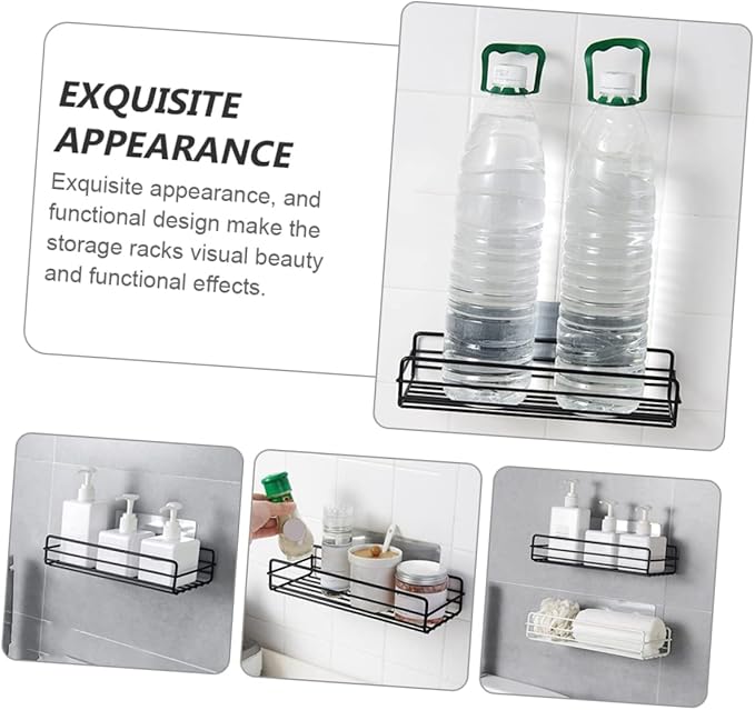 PRETYZOOM 2pcs Bathroom Shelf Organizer Wall-Mounted Storage Racks Iron Display Racks for Bathroom Kitchen