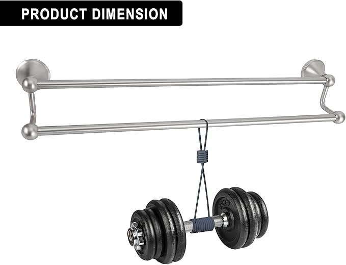 #304 Stainless Steel Double Towel Bar,Optional Different Length Installation (Brushed Nickel - 24 inches, Double Towel bar)