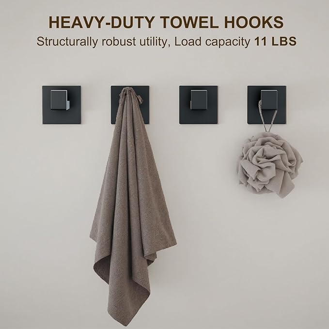 10 Pcs SUS304 Stainless Steel Bathroom Accessories Set, 23.6" Towel Bar, Multi-Purpose Toilet Paper Holder, Towel Ring, Towel Hooks, Minimalist Design for All Styles Bathrooms (Matte Black)