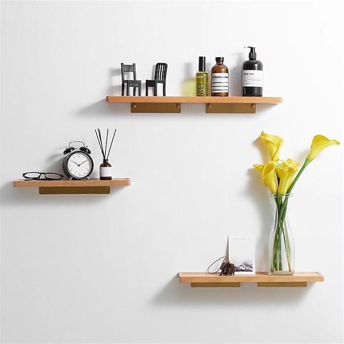 Bathroom Shelf, Floating Wood Shelf with Concave, No-Drill Beech Wood Shelf for Wall Storage, Wall Mounted Wooden Display Shelf for Kitchen, Bathroom, Living Room ,Wall Shelves for Bathroom(Black,30cm