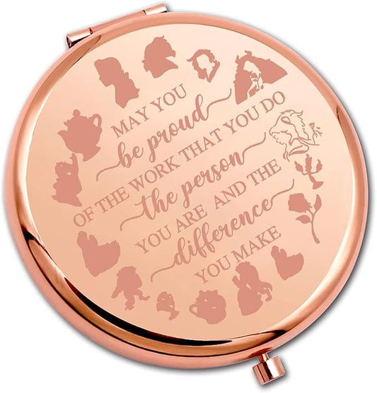 PLITI Princess Fan Gift May You Be Proud of The Work That You Do Princess Compact Mirror for Fairy Tales Lover (Be Proud Beauty CMrg)
