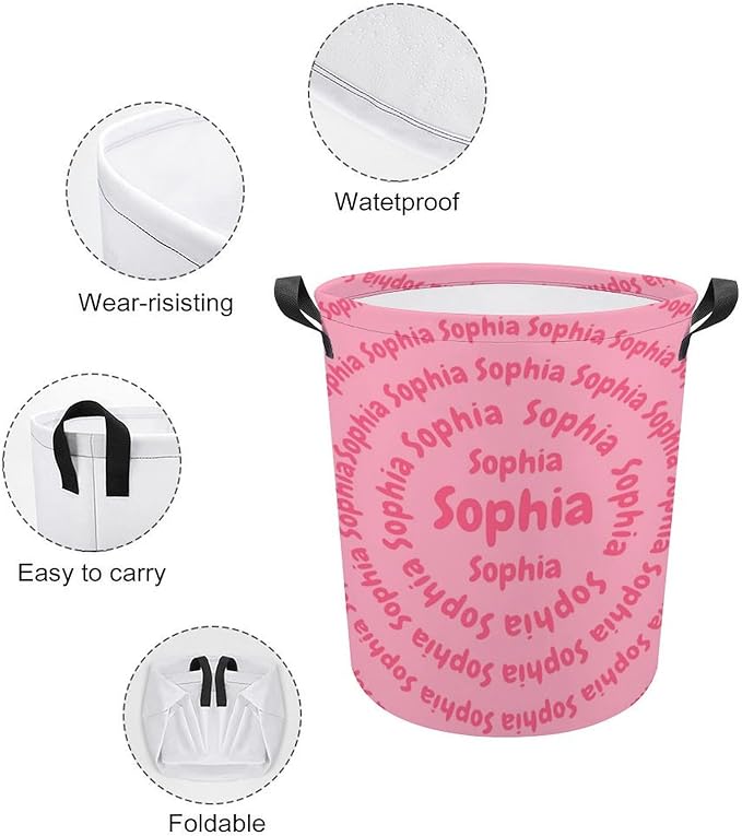 ZOE DAVISON Custom Laundry Baskets with Name,Personalized Name Laundry Hamper for Kids Baby Adults,Collapsible Clothes Storage Organizer,One Size