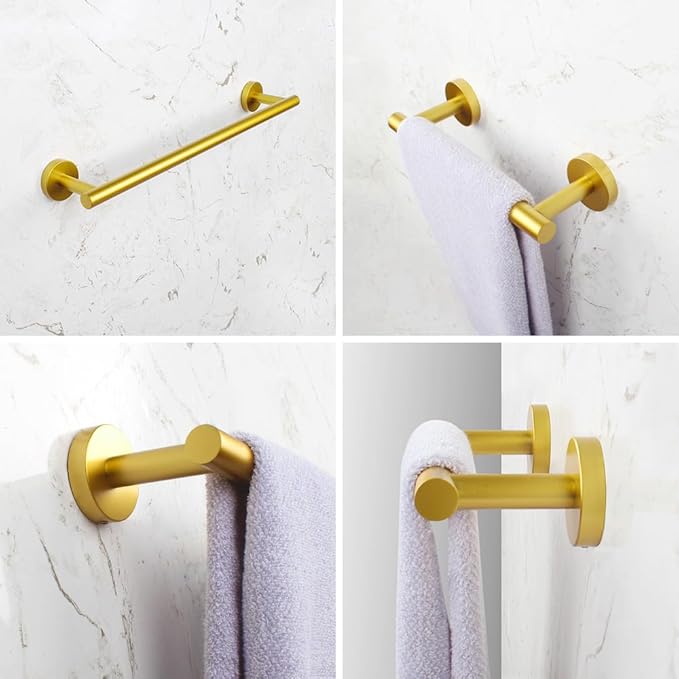 SUS 304 Stainless Steel 18-Inch Hand Towel Bar Gold Towel Rack Holder for Bathroom Wall Mount