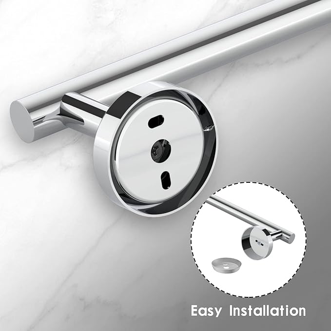 Newfun 10-Pieces Bathroom Hardware Set, Includes 24 Inch Towel Racks for Bathroom Wall Mounted, Toilet Paper Holder, Towel Hooks for Bathrooms, Towel Rings for Bathroom Wall (Polished Chrome)