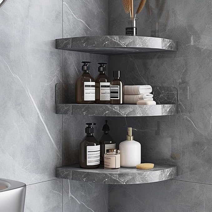9'' x 9'' x 0.75 Thickness Premium Marble Corner Shelves for Bathroom Wall