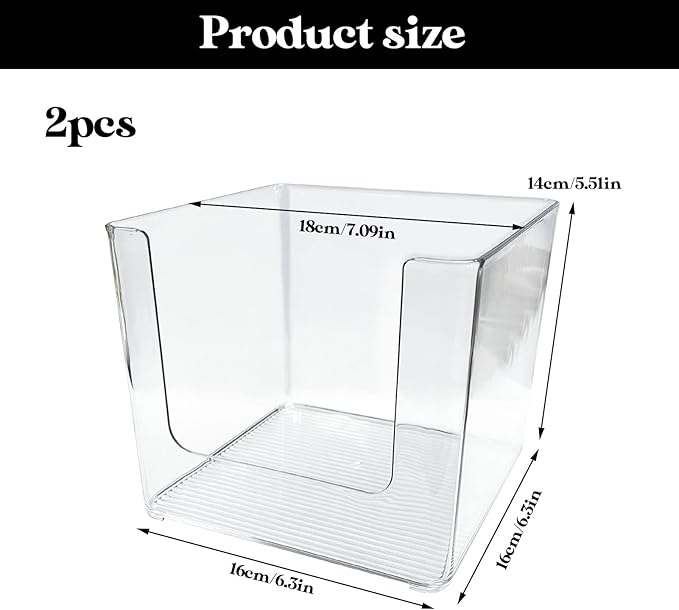 2 Pcs Acrylic Makeup Mask Paper Storage Box, 6.2x6.2x5.7 In Cover Desktop Cosmetics Debris Cotton Pad, Swabs, Sanitary Napkin Organizer, Transparent Dustproof Finishing Container