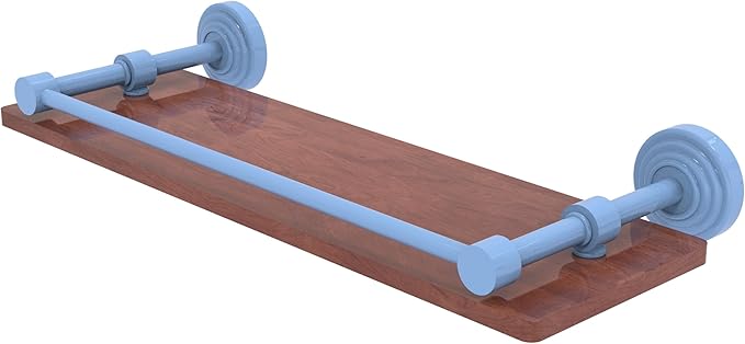 Allied Brass WP-1-16-GAL-IRW-FTB Waverly Place Collection 16 Inch Solid IPE Ironwood Shelf with Gallery Rail, Flat Troll Blue
