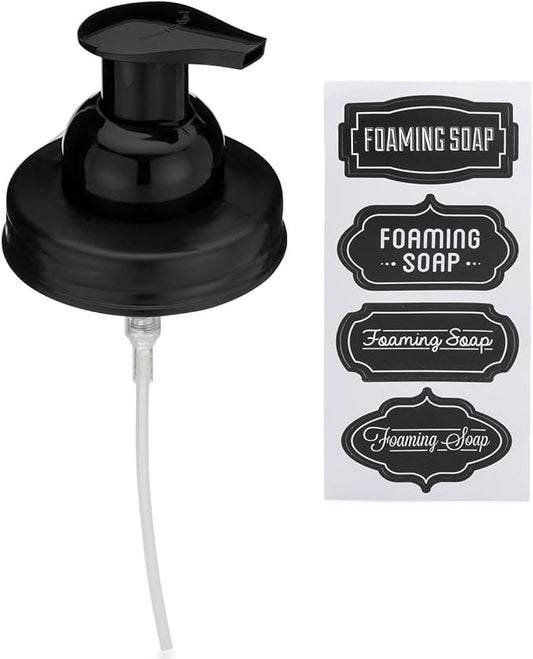 Jarmazing Products Mason Jar Foaming Soap Dispenser Lids - Includes Waterproof Stickers! Black - 1 Pack
