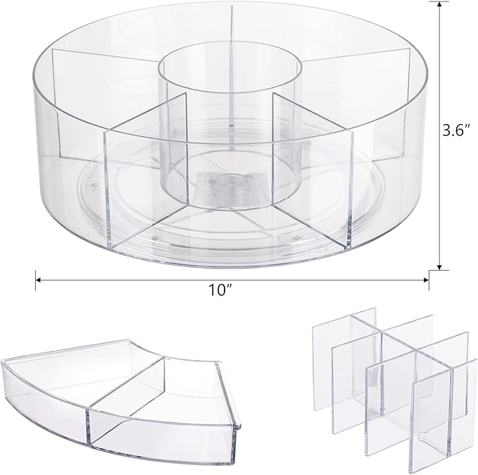 360 Rotating Makeup Organizer for Vanity, 10” Desk Acrylic Spinning Cosmetic Skincare Organizer Countertop, Large Clear Lazy Susan Round Organizer for Lotion, Lipsticks, Perfume, Brushes