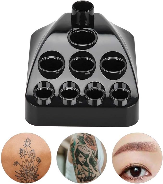 Pen Holder Stand & Ink Cup Holder, Semi Permanent Makeup Tool Ink Rack with Pigment Storage Tray, Artist Drawing & Supply Organiser