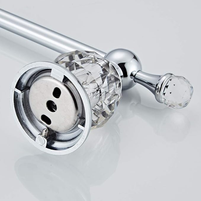 Leyden Crystal Bathroom Hardware Set, Chrome Bathroom Accessories Silver Towel Ring Towel Bar Toilet Paper Holder Coat Hooks Wall Mounted Polished 4 Pieces with Crystal Ball Base Designed