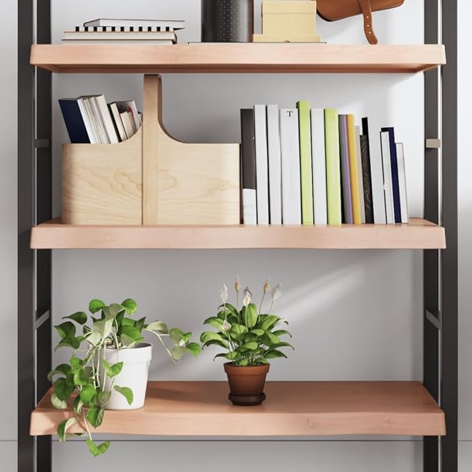 Solid Oak Floating Wall Shelf, 31.5 Inch Rustic Wood Shelving Unit for Bedroom, Living Room, Kitchen, Adjustable Height Storage Display Shelf, Brown