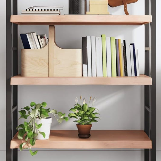 Solid Oak Floating Wall Shelf, 31.5 Inch Rustic Wood Shelving Unit for Bedroom, Living Room, Kitchen, Adjustable Height Storage Display Shelf, Brown
