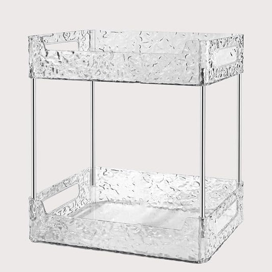 Bathroom Counter Organizer, Makeup Perfume Organizer Storage for Coutertop Bathroom Vanity Sink Desk Office Kitchen Tool (Crystal Clear, 2-Tier)
