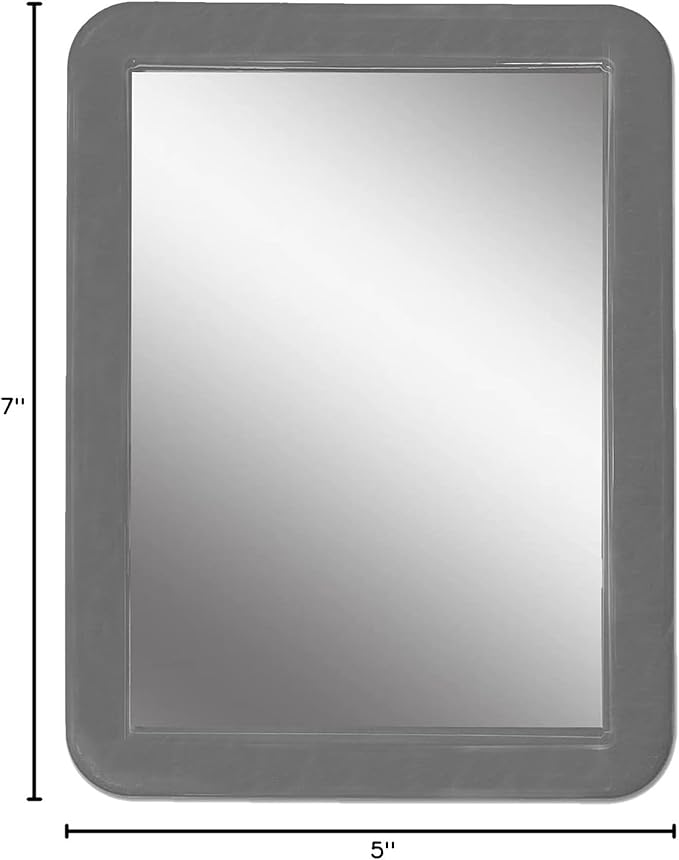 Locker Mirror Magnetic for Boys or Girls Locker, Gray 5" x 7" - Real Glass Magnetic Mirror for School Locker, Office, Home