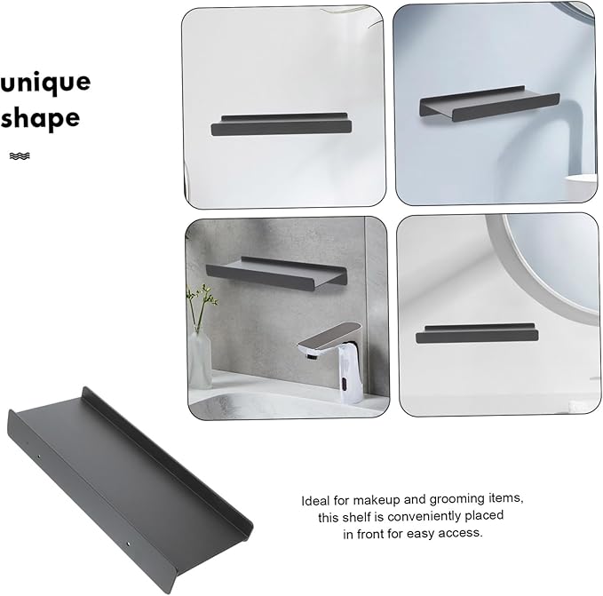 Hemobllo Bathroom Shelf Aluminum Alloy Wall Mounted Floating Storage Rack for Makeup and Grooming Essentials Space Saving Design for Bathroom and Restroom Decor