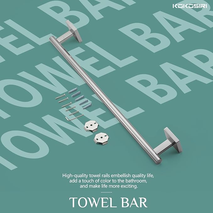 KOKOSIRI Single Towel Bar Bathroom Towel Holder for Bath Kitchen 20 Inch Necklace Holder Wall Mounted Chrome Stainless Steel B4005CH-L20