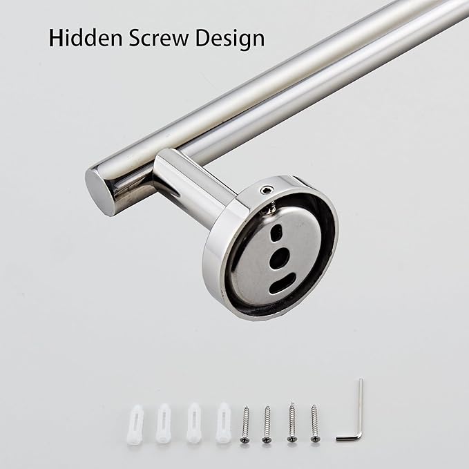 Bathroom Towel Bar, 12-Inch Towel Rack for Bathroom Wall Mounted, Chrome Thicken SUS304 Stainless Steel Towel Rod Modern Home Decor (Total Length 14-Inch)