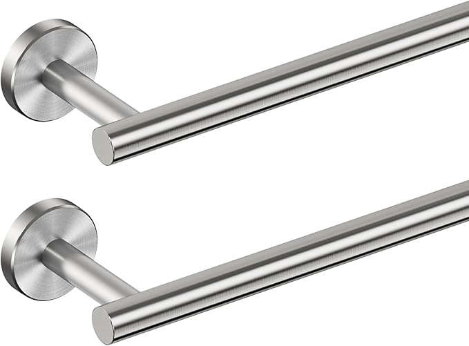 FORIOUS Towel Racks for Bathroom Wall Mounted, Stainless Steel Bathroom Towel Rack 24 Inch, Includes Wall Mounting Hardware (Brushed Nickel, Total Length 26-Inch), 2 Pack